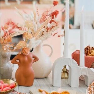 World Market Ceramic Double Arch Taper Candle Holder